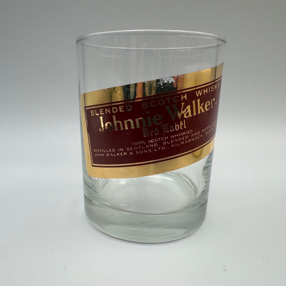 Johnnie Walker Red Label Blended Scotch Whisky Rocks Glass Gold Maroon Logo
